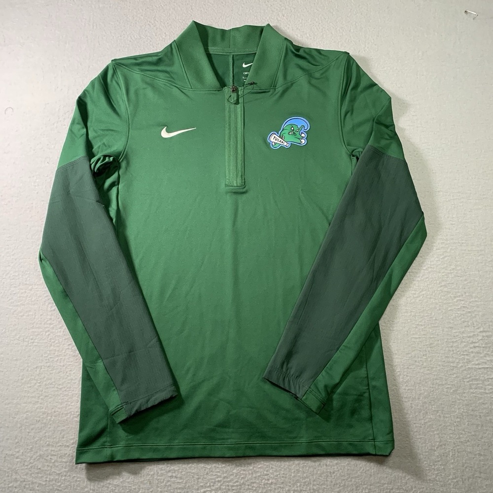 Tulane Green Wave Womens S Green NCAA Nike Dri Fit 1/4 Zip Long Sleeve Pullover
